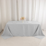 Silver Seamless Premium Polyester Rectangular Tablecloth 220GSM 90x132inch for 6 Foot Table 