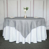 90 inch x 90inch Accordion Crinkle Taffeta Table Overlay - Silver