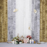 3 Rolls | 28ft Silver Ruffled Tissue Paper Party Streamers, Crepe Paper Backdrop Decorations