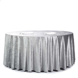 120inch Silver Seamless Premium Velvet Round Tablecloth, Reusable Linen