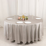 108" Shimmer Silver Premium Scuba Round Tablecloth, Wrinkle Free Polyester Tablecloth