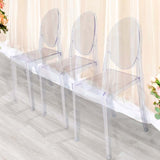 4 Pack Stackable Clear Acrylic Ghost Banquet Chairs with Oval Back, Fully Assembled Armless Event