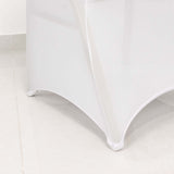 White Spandex Banquet Chair Cover with Silver Rhinestone Buckled Sash Band, Stretched Fitted Slip On