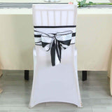 5 Pack | 6" x 108 " | Black & White | Stripe Satin Chair Sashes