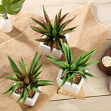 3 Pack | 5inches Ceramic Planter Pot & Artificial Spot Aloe Succulent Plant