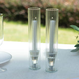 2 Pack Clear Ribbed Candle Holder Glass Shades With Open Ends