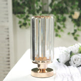 2 Pack Crystal Pendant Hurricane Candle Holders, Elegant Cylinder Design for Pillar