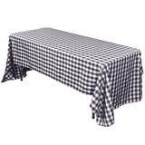 60"x102" White Black Buffalo Plaid Rectangle Tablecloth, Checkered Polyester Linen Tablecloth