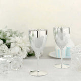 6 Pack | Silver 8oz Plastic Wine Glasses, Disposable Wine Goblets