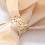 5 Pack | Metallic Gold Napkin Rings For Birthday Party and Weddings Decor with Geometric Design