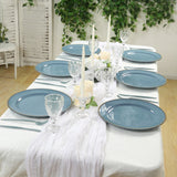 10-Pack Economy Round Plastic Charger Plates 13inch in Dusty Blue with Gold Beaded Rim