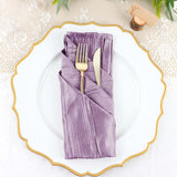 5 Pack | Violet Amethyst Accordion Crinkle Taffeta Dinner Napkins | 20x20Inch