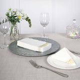 Gold Foil White Airlaid Soft Linen-Feel Paper Dinner Napkins, Disposable Hand Towels - Scroll