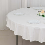 70" White Round 100% Cotton Linen Tablecloth Washable