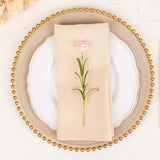 5 Pack Beige Premium Polyester Dinner Napkins, Seamless Cloth Napkins