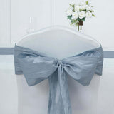 5 Pack | 6inch x 106inch Accordion Crinkle Taffeta Chair Sashes - Dusty Blue