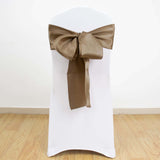 5 Pack | Taupe Satin Chair Sashes - 6inch x 106inch