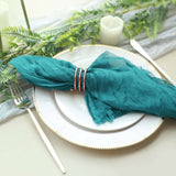 5 Pack | Peacock Teal Gauze Cheesecloth Boho Dinner Napkins | 24x19inches