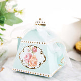 25 Pack 4inch Light Turquoise Mini Teapot Favor Boxes, Vintage Rose Gift Boxes with Ribbons