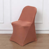 Terracotta (Rust) Spandex Stretch Fitted Folding Slip On Chair Cover - 160 GSM