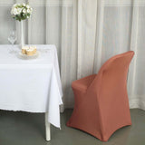 10 Pack Terracotta (Rust) Spandex Folding Slip On Chair Covers, Stretch Fitted Chair Covers