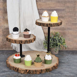 3-Tier Natural Wood Slice Cheese Board Cupcake Stand, Rustic Centerpiece - Assembly Tools Included