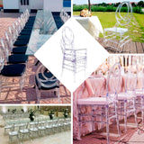 Stackable Clear Acrylic Phoenix Chiavari Ghost Chair, Transparent Resin Armless Oval Back