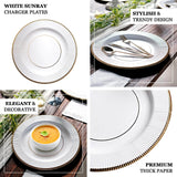 Sunray White 13inch Disposable Charger Plates, Cardboard Serving Tray, Round with Gold Edges