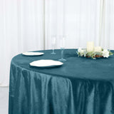 120Inch Peacock Teal Seamless Premium Velvet Round Tablecloth, Reusable Linen