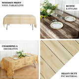 Natural Rectangle Plastic Table Cover in Rustic Wooden Print