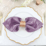 5 Pack | Violet Amethyst Accordion Crinkle Taffeta Dinner Napkins | 20x20Inch