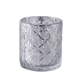 3inch Shiny Silver Mercury Glass Candle Holders, Votive Tealight Holders - Geometric Design#whtbkgd