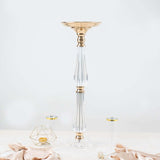 24inch Gold / Clear Acrylic Crystal Flower Bowl Pedestal Stand