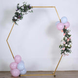 8ft Heavy Duty Gold Metal Hexagonal Wedding Arch Photo Backdrop Stand#whtbkgd