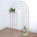 8ft Gold Metal Multi-Layered Round Top Wedding Arch, Rainbow Floral Frame Chiara Backdrop Stand