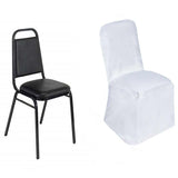 White Polyester Square Top Banquet Chair Cover, Reusable Slip On Chair Cover