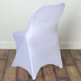 10 Pack White Spandex Folding Slip On Chair Covers, Stretch Fitted Chair Covers - 160 GSM