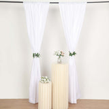 2 Pack White Polyester Event Curtain Drapes, 10ftx8ft Backdrop Event Panels With Rod Pockets 130 GSM