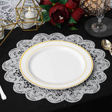 6 Pack White Vinyl Placemats, Vintage Floral Lace Non-Slip Dining Table Mats 15"