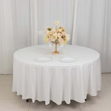 108" White Round 100% Cotton Linen Tablecloth Washable