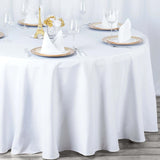 132inch White 200 GSM Seamless Premium Polyester Round Tablecloth