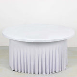 6ft White Wavy Spandex Fitted Round 1-Piece Tablecloth Table Skirt, Stretchy Table Cover Ruffles