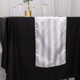 12x108inch White Satin Stripe Table Runner, Elegant Tablecloth Runner