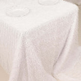 90inch x 156inch White Fringe Shag Polyester Rectangular Tablecloth