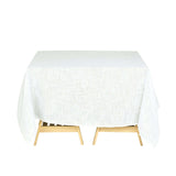 72x72 White Linen Square Overlay | Slubby Textured Wrinkle Resistant Table Overlay