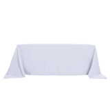 90"x132" White Polyester Rectangular Tablecloth