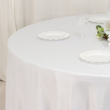 108" White Lamour Satin Round Tablecloth