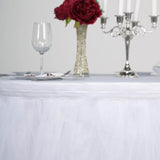 21FT White 4 Layer Tulle Tutu Pleated Table Skirts