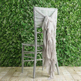 1 Set Silver Chiffon Hoods With Ruffles Willow Chiffon Chair Sashes