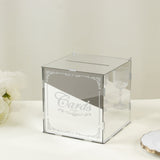 10inch Silver Mirror Acrylic Wedding Card Box with Slot - Wishing Well Money Box for Reception